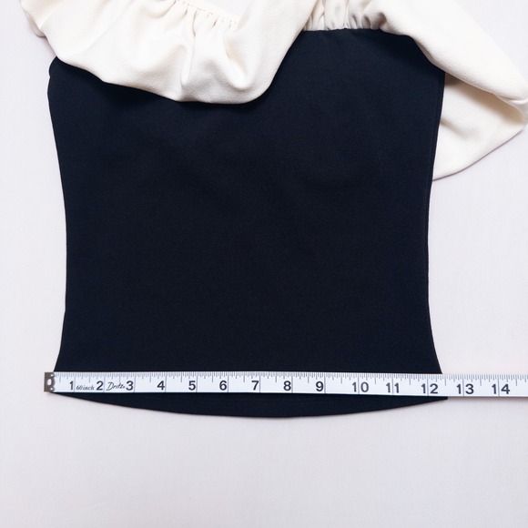 H&M One Shoulder Ruffle Top Black White Asymmetrical Stretch Women's XS - Picture 5 of 10